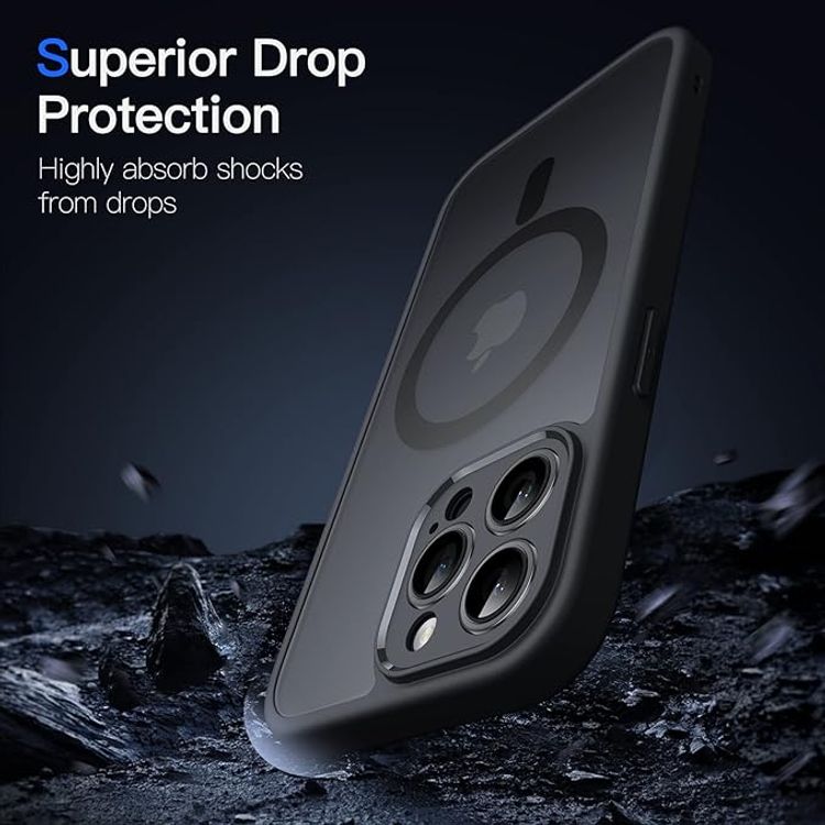 Green Lion Matte MagSafe Case for iPhone 13 Pro ( 6.1" ), Durable, Non-Yellowing, Magnetic precision, Metallic Camera Frame - Black 