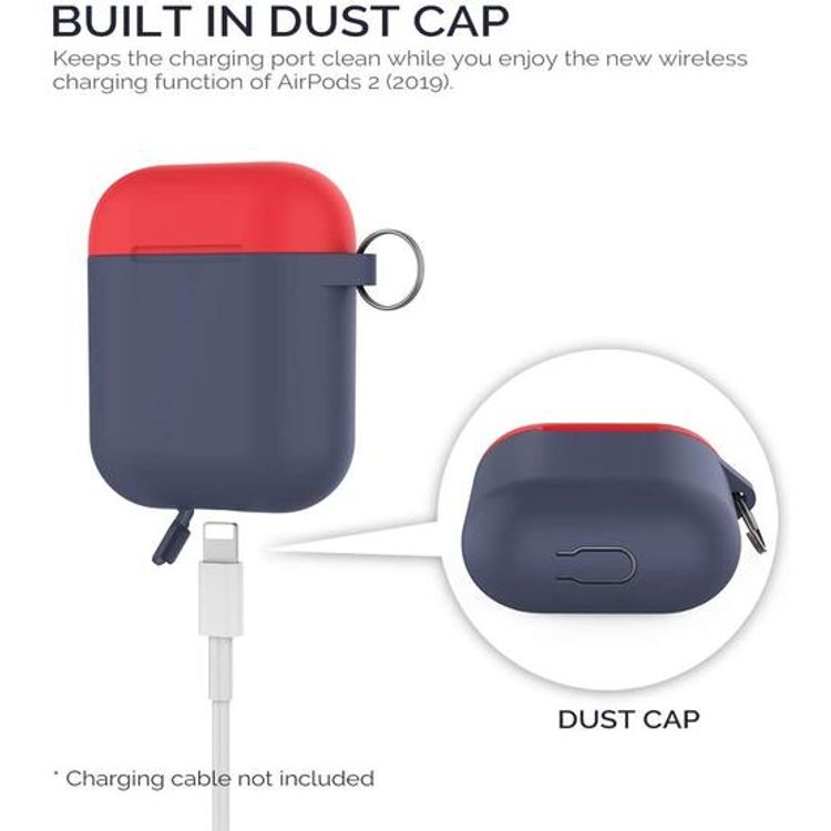 AhaStyle Keychain Version Two Toned Silicone Case with Anti-Lost Ring Compatible for AirPods 1/2 Generation, Scratch Resistant, Drop Resistant