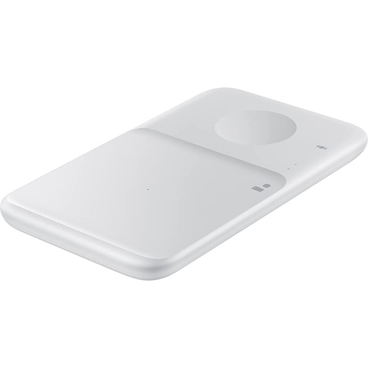 Samsung Wireless Charger Duo with LED Dim Light Charging Status Compatible for Samsung Galaxy Phone, Watch, Buds, iPhone & AirPods, Fast Wireless Charging Pad 7.5W Qi Enabled White