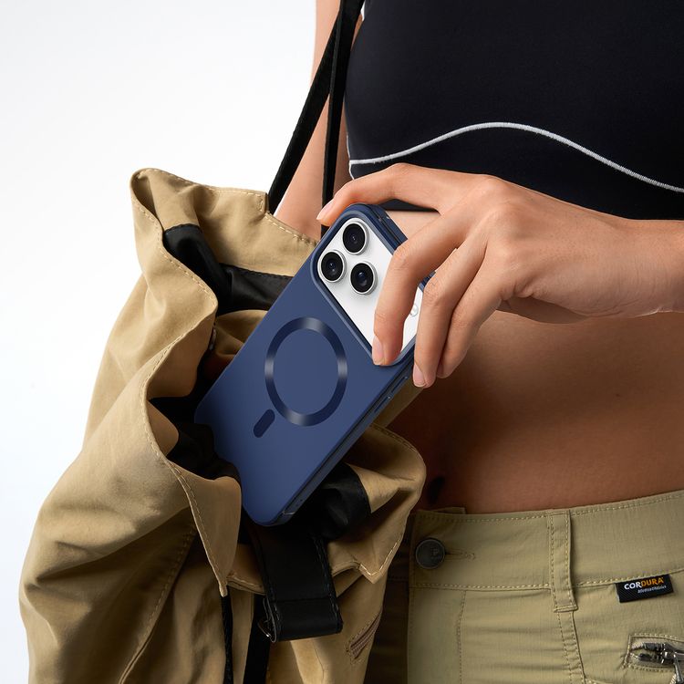 Levelo Opulis MagSafe Frosted Case for iPhone 17 Pro Max, Liquid Silicone Comfort, Anti-Scratch, Aluminum Alloy Frame for Camera & Edges, Anti-Fingerprint, Strong Magnets, Multi-Layer Design, Shock-Resistant Bumper, Non-Slip Surface - Midnight Blue