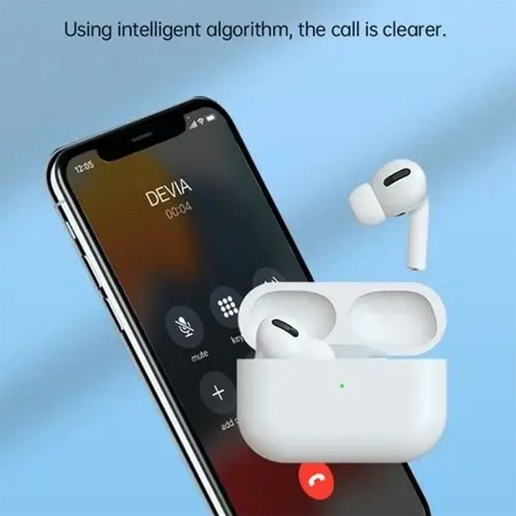 Porodo Blue Earbuds Pro 2 With Swipe Volume, 20 Hours Working Time, Wireless Charging, Deep Bass, Independent Earbuds, Touch Control -  White