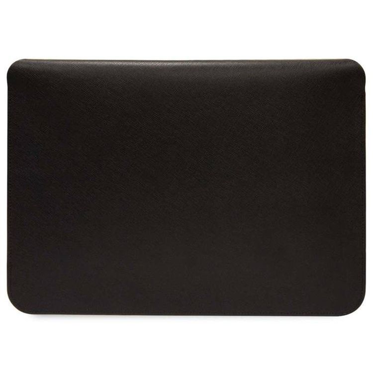 Karl Lagerfeld  Saffiano Laptop Sleeve for Computer 13" / 14" with Karl & Choupette NFT Logo, Genuine Leather Material, Water-Resistant, Magnetic Lock - Black