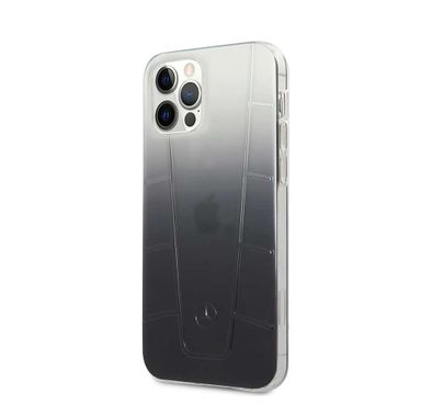 CG Mobile Mercedes-Benz Transparent Case Embossed 2 Compatible for iPhone 12 / 12 Pro (6.1") Shock & Scratch Resistant, Easy Access to All Ports - Black Gradiant
