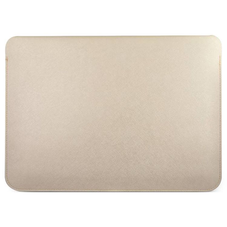 Guess PU Saffiano Script Computer Sleeve 13" with High-Quality Synthetic Leather Material, Water Resistant, Magnetic Closure - Gold