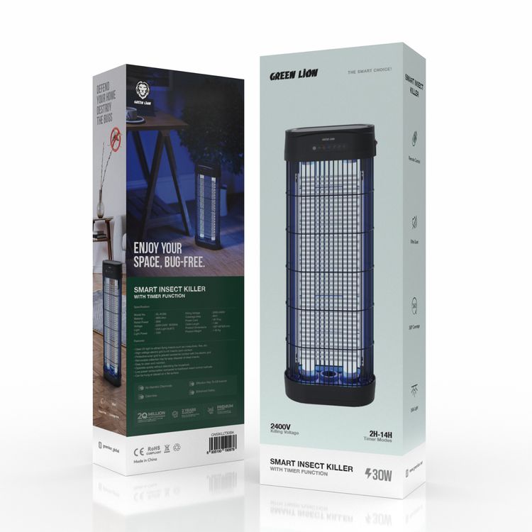 Green Lion Smart Insect Killer with Timer Function, Poison-Free, UV light, Low Power Consumption - Black