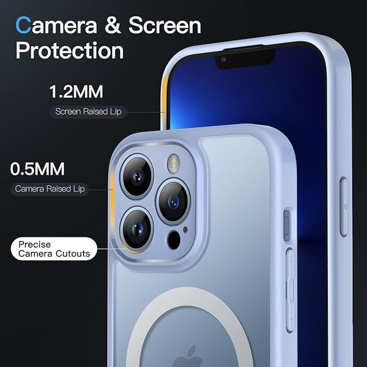 Green Lion Matte MagSafe Case for iPhone 13 Pro ( 6.1" ), Durable, Non-Yellowing, Magnetic precision, Metallic Camera Frame - Blue