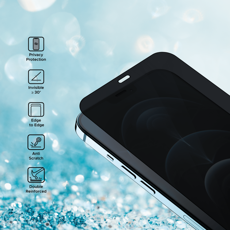 واقي شاشة Liberty Guard Privacy Full Cover بحافة مستديرة لهاتف iPhone 12 Pro Max، مضاد للصدمات والتأثير - الخصوصية