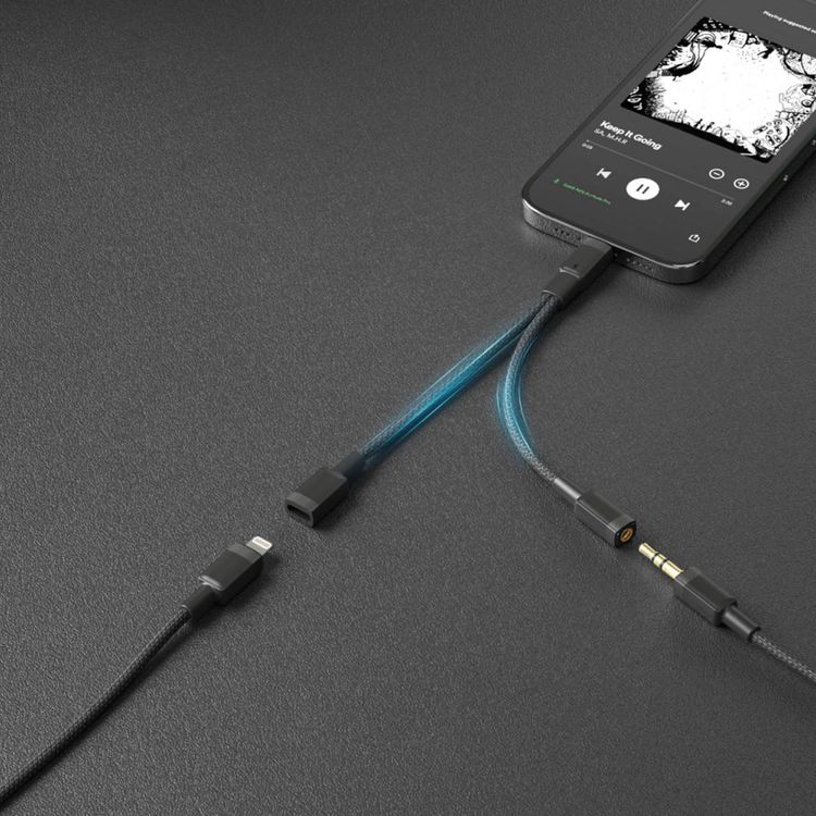 Porodo Lightning Connector Audio & Charge Adapter with Optimal Charging, Crystal Clear Audio, Plug & Play, Charge & Play Simultaneously - Black  