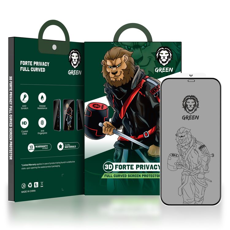 غرين واقي شاشة زجاجي منحني بالكامل ثلاثي الأبعاد مع حماية الخصوصية لهاتف ايفون 12 بروماكس (6.7 بوصات) ، صلابة 9H ، مضاد للخدش ، حماية كاملة ، مضاد للبثور بخصوصية 90 درجة زجاج مقوى