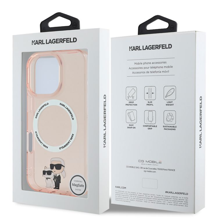 KARL LAGERFELD Magsafe IML Hard Case with NFT KARL & CHOUPETTE for iPhone 16 Pro Max - Pink