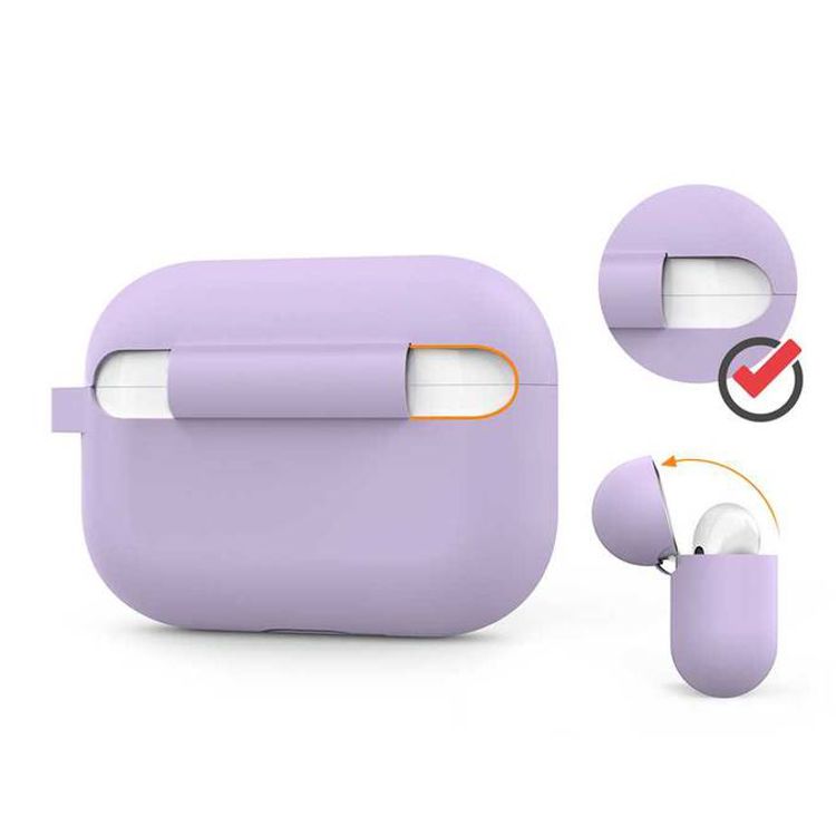 جراب سلسلة مفاتيح سيليكون بغطاء كامل من AhaStyle لهاتف Airpods Pro - لافندر