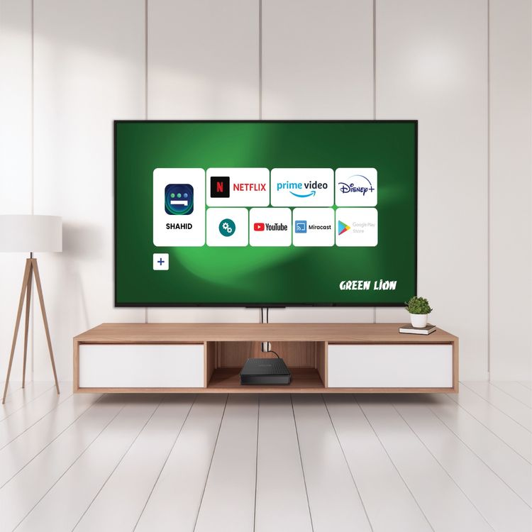 Green Lion Android TV Box with HEVC Video Recording, Android 10 Operating System, Bluetooth Version 5.0, Wi-Fi Connectivity, Quad-Core CPU, Mali G-31 GPU - Black