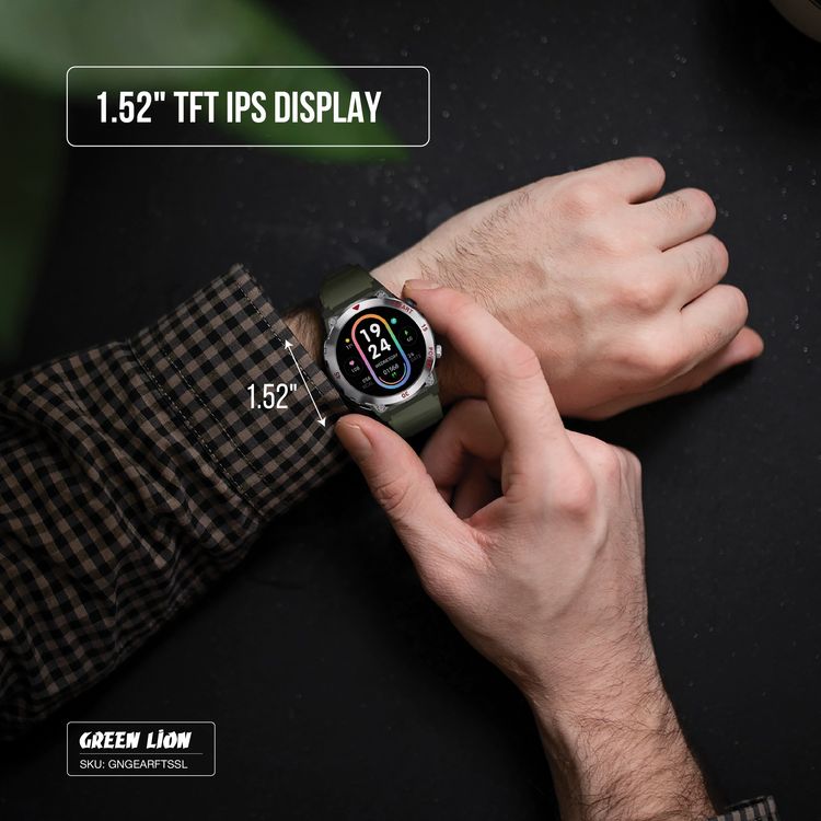 Green Lion Gear Fit Smart Watch with Dynamic Island, Health Monitoring, Bluetooth Calls, Magnetic Charging, Exercise Records, Music Player, 3-5 Days Usage Time - Silver