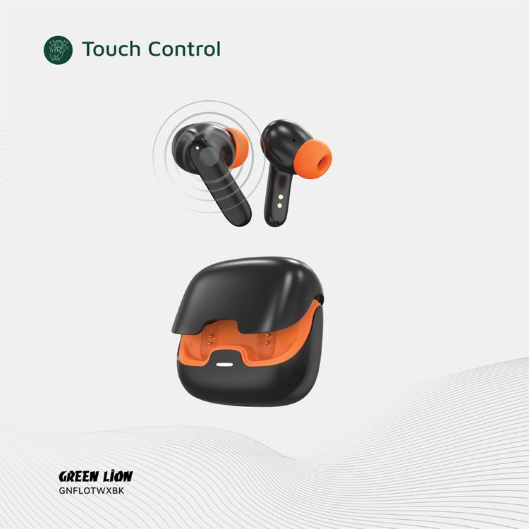 Green Lion Florence True Wireless Earbuds with Touch Control, Low Latency Mode, Voice Assistant, Quad -Mic with ENC Technology, Gaming Mode, Up to 6 Hours Play Time, 100 Hours Standby Time, Type-C Charging Port, Above 10m Transmission Range - Black