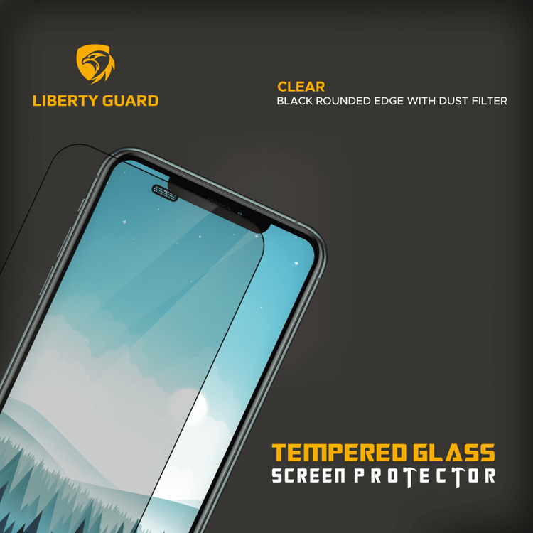 Liberty Guard Full Cover Rounded Edge Screen Protector for iPhone 11 Pro with Dust Filter, Anti Shock & Anti Impact - Black
