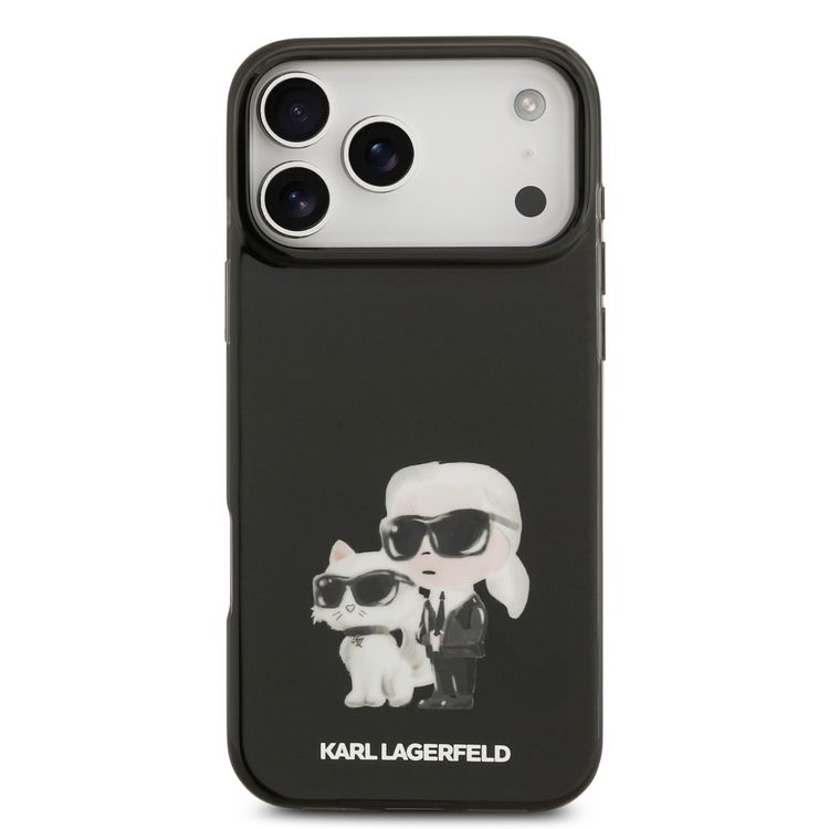 Karl Lagerfeld MagSafe IML Case with Aquarelle Karl & Choupette Heads for iPhone 17 Pro Max, Slim Profile, Comfortable Grip, Sustainable Packaging, Easy Snap-On, Drop Protection - Black