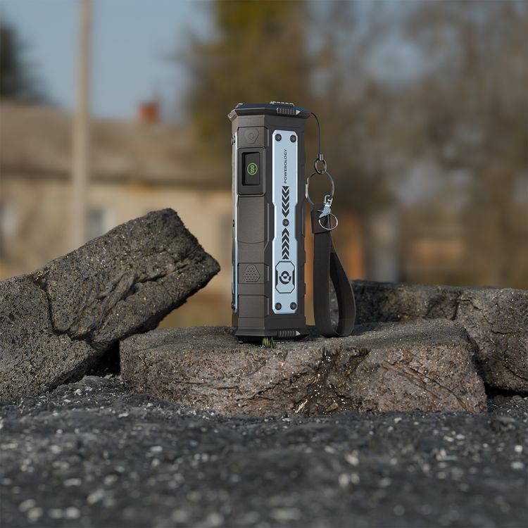 Powerology Torchpower 20000mAh Power Bank with 3 Flashlight Modes, 100 Lumens Brightness Level, PD 100W, QC3.0, Dual Type-C & USB-A Ports, Powerful Laptop Charging, Fast Charging Supports, Universal Compatibility - Black