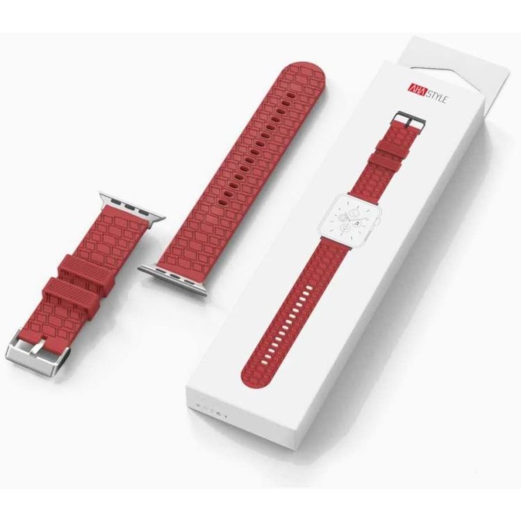 AhaStyle Tire Texture Premium Silicone Watch Band Compatible for Apple Watch 44mm, Premium Soft Silicone, Comfortable and Durable to Wear, Design with Groove Keep Arm Breathable