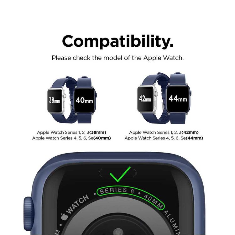 Elago Premium Fluoro Rubber Strap, Fit & Comfortable Replacement Wrist Band, Adjustable Straps Compatible for Apple Watch 44mm - Jean Indigo