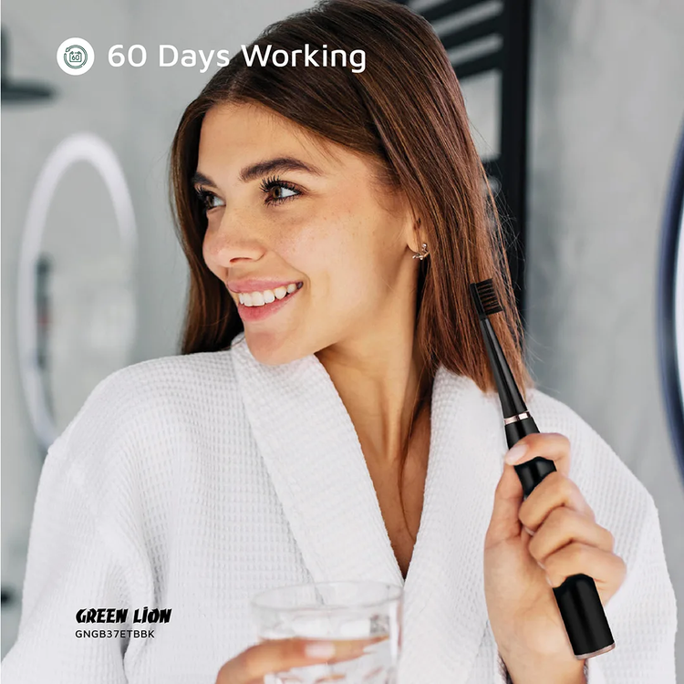 Green Lion GB-37 Electric Toothbrush with 5 Cleaning Modes, 60 Days Working Time, Waterproof, Ergonomic Design, 500mAh Battery Capacity, LED Indicator - Black  