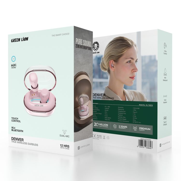 سماعات الأذن اللاسلكية الحقيقية جرين لايون دنفر