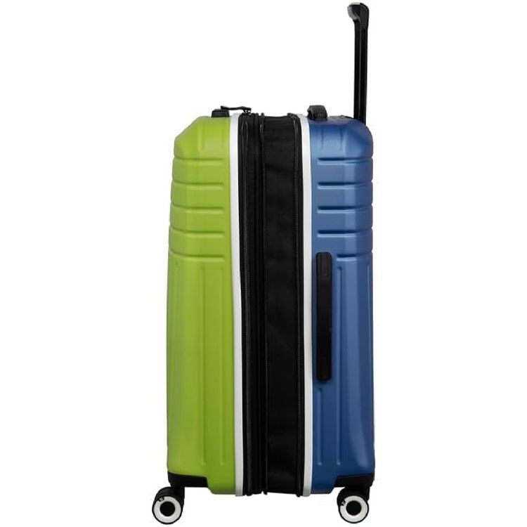 it Luggage Convolved Cabin Trolley, ABS Hard Shell, Expandable Design, Spinner Wheels, TSA Lock - Blue / Lime