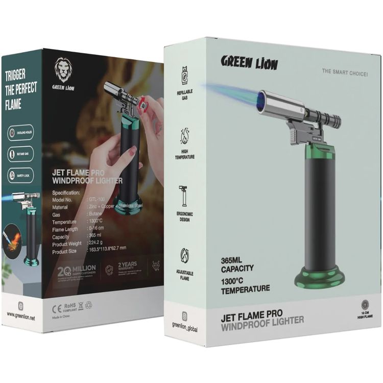 ولاعة Green Lion Jet Flame Pro مقاومة للرياح