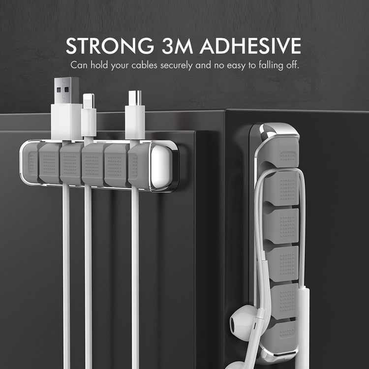 Ahastyle Aluminum Silicone Multipurpose Cable Clips/Organizers - Grey