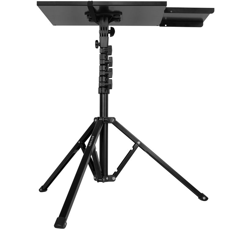 Porodo Multi-Function Stand Projector and Laptop, 360° Tray Rotation, 90° Tray Tilt, Side Tray, 10Kg Tray Load Capacity, Aluminium  - Black