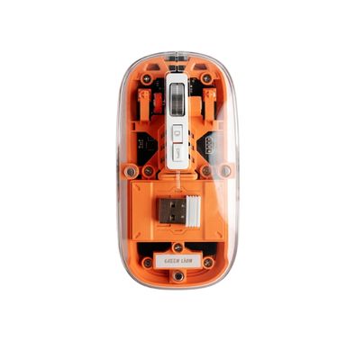 Green Lion Transparent Mouse with Adjustable Optical Resolution, Up to 3 Million Clicks, 400mAh Battery, Connects Up to 3 Devices, Plug & Play, Up to 10m Wireless Range - Orange