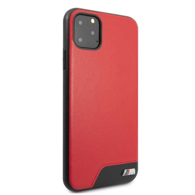 CG Mobile BMW Hard Case Smooth PU Leather For iPhone 11 Pro Max, Premium Leather, Anti-Scratch, Camera Protection, Easy Access to All Ports - Red