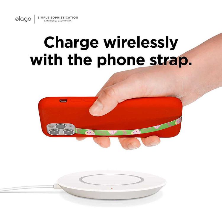 Elago Phone Strap for Smartphones,Stays Securely Attached,Avoids Drops,Double Sided Design for Variation,More Freedom to do more w/ Secure Strap-Green Strap & Strawberry Ice Cream