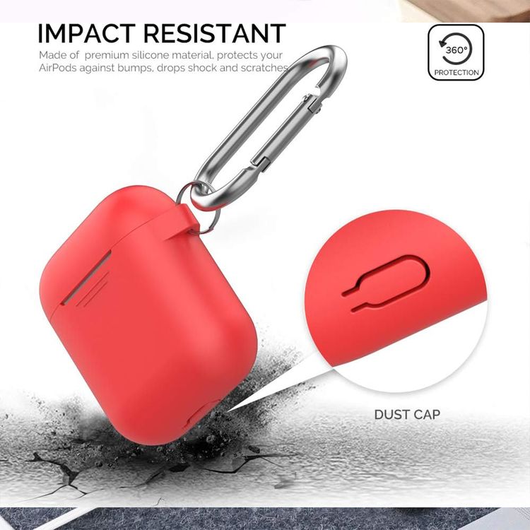 AhaStyle Silicone Case Cover Compatible with Apple AirPods 1/2 - Front LED Visible Wireless Charging - Dustproof - Shock Absorption - Impact Drop Protection Cover
