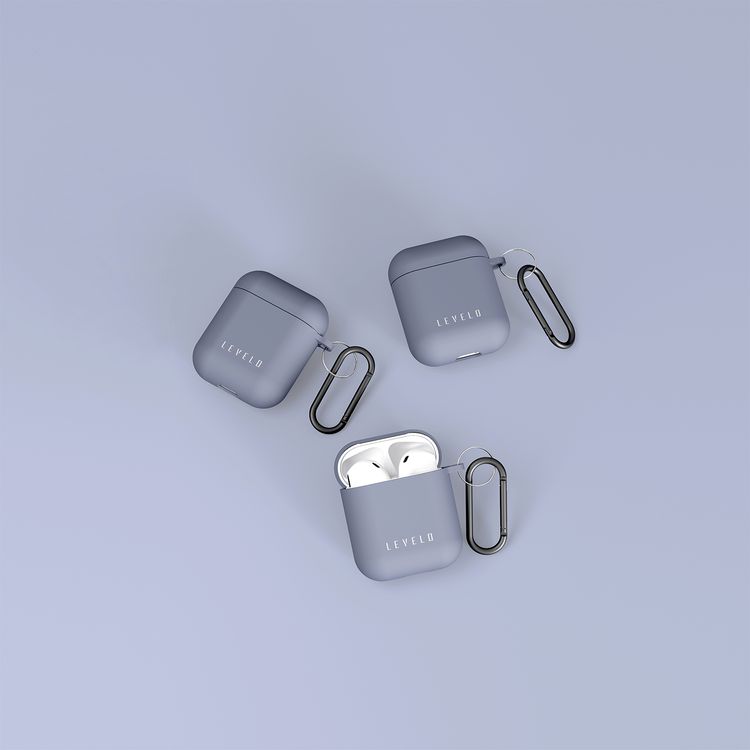 Levelo Gorra Hybrid Silicone AirPods 1 & 2 Case with Metal Carabiner, Shockproof, Slim & Thin Design, Lightweight & Slim, Easy Snap-On - Blue