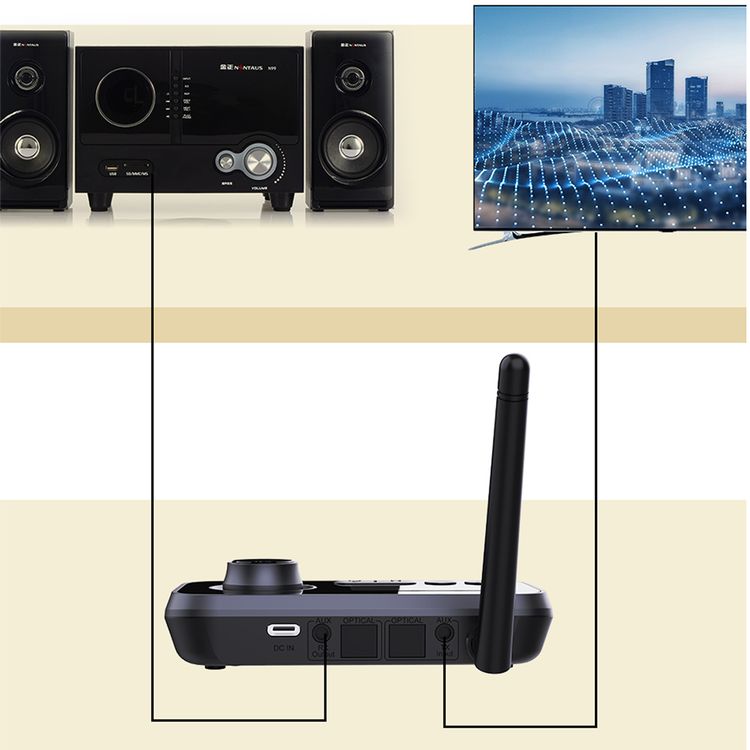 Porodo 3-in-1 Bluetooth Audio Transmitter & Receiver with Wireless Connection for Wired Devices, Fast Pairing, Auto Reconnect, Mode Switch - Black