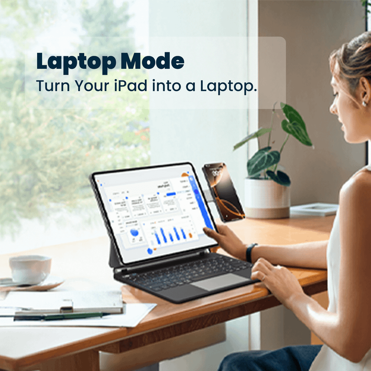 حافظة لوحة مفاتيح لاسلكية من باورولوجي داينا بورد لجهاز آيباد برو 11 بوصة (M4)، حامل هاتف ماج سيف، لوحة لمس، مفاتيح وسائط متعددة، سعة بطارية 500 مللي أمبير/ساعة، وقت عمل 8 أيام، وقت شحن 2.5 ساعة، سهولة الوصول إلى القلم، بلوتوث الإصدار 5.1، نطاق نقل 10 أمتار، ملحق سريع التركيب - أسود