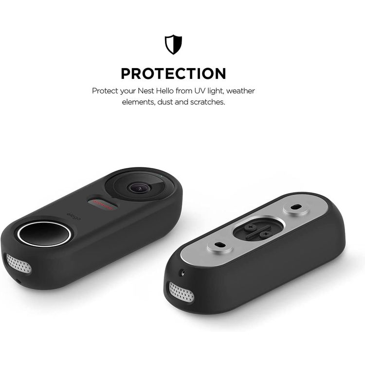 Elago Silicone Case for Nest Hello Doorbell, High Quality, Durable Silicone, Easy to Install, UV Light Protection, Weather Elements Protection, Dust & Scratches Resistant - Black