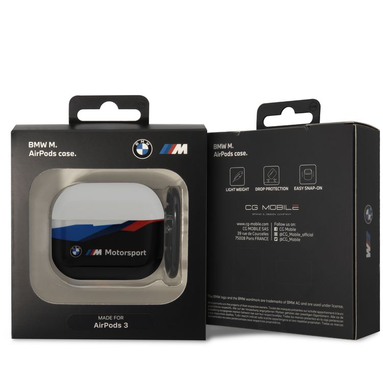 BMW Motorsport AirPods 3 Case with Transparent Lid, Scratch, Shock and Impact Protections, Easy to Install, Snap-on Design, Fingerprint Resistant Surface  - Black