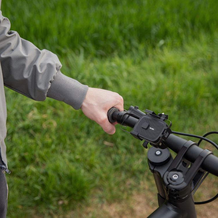 Green Lion Ride Mount Bike Phone Holder with Quick-Release Button, Adjustable Viewing Angle, Compatible with 4.7-6.8" Devices, 15-40mm Mount Clamping Range, Non-Slip Grip - Black