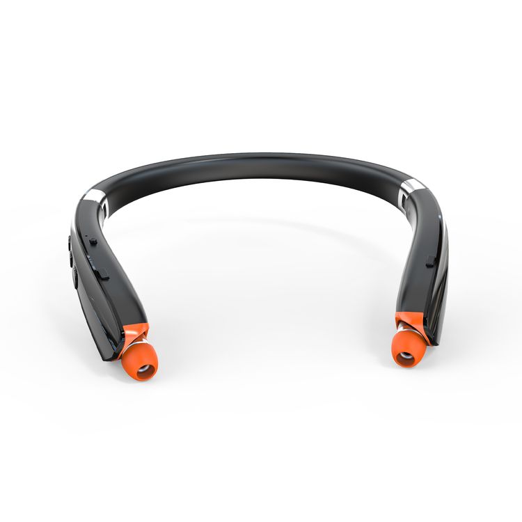 Porodo Soundtec Echo Flex Retractable ENC Neckband with Folding Design, Crystal Clear Audio, High Clarity Mic, Bluetooth V5.2, Multi Point Connection - Black 