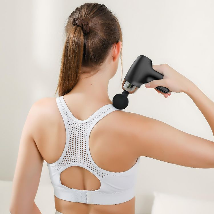 Green Lion Mini Massage Gun with 4 Massage Heads & 6 Speed Levels, ABS Material, Up to 2 Hours Working Time, Auto Shut-Off Function, 1200-3200 RPM Range, 24W Power, Brushed Motor, 1200mAh Battery - Black