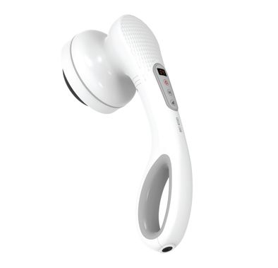 Green Lion Relax Glide Body Massager with 8 Interchangeable Heads, Type-C Charging, Round Handle, LED Display, Unique Design, Portable and Lightweight - White