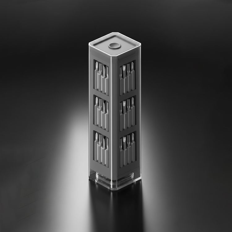 Green Lion GMS-42 Manual Screwdriver with 42 Pieces Precision CR-V Bit Set, Aluminum Alloy Handle, Push-Release Storage Case, Quick-Swap Bit Change, Magnetic Storage Case, 4mm Hex Shank, 28mm Precision Bits, 360° Swivel Rotation Cap - Gray