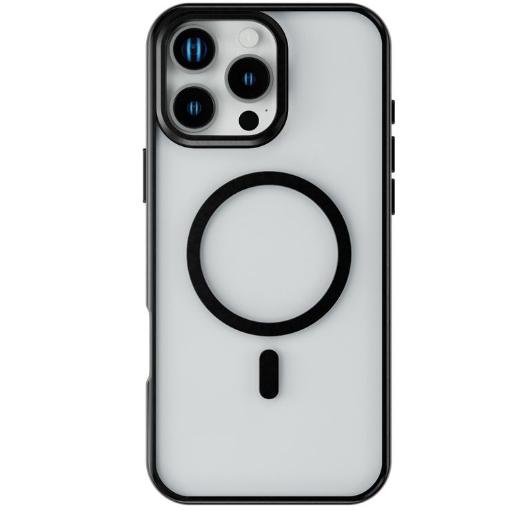 Levelo Elio PC Case with Camera Ring Stand for iPhone 16 Pro Max, Built-in Kickstand, MagSafe Compatible - Black 