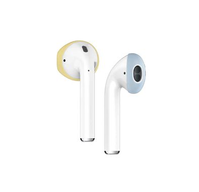 Elago Secure Fit 2 Pairs Cover For Apple Airpods 1/2 Generation, Flip the Secure Fits, hassle-free cover, Creamy Yellow/Pastel Blue