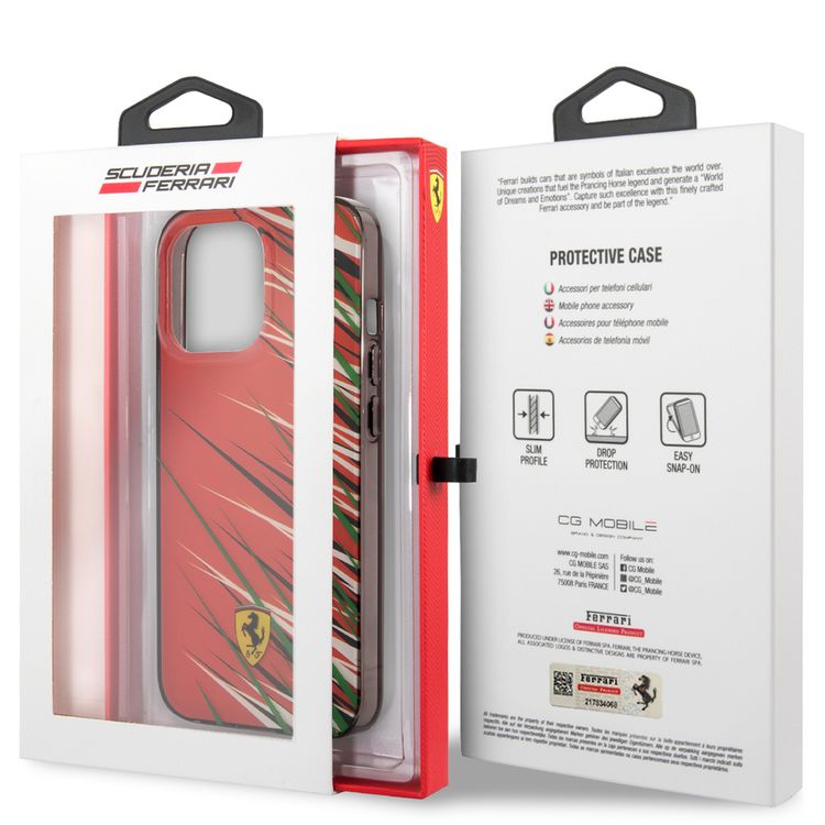 FERRARI HC PC/TPU Double Layer Grass  Hard Case, Drop protection, Compatible with iPhone 13 Pro - Red