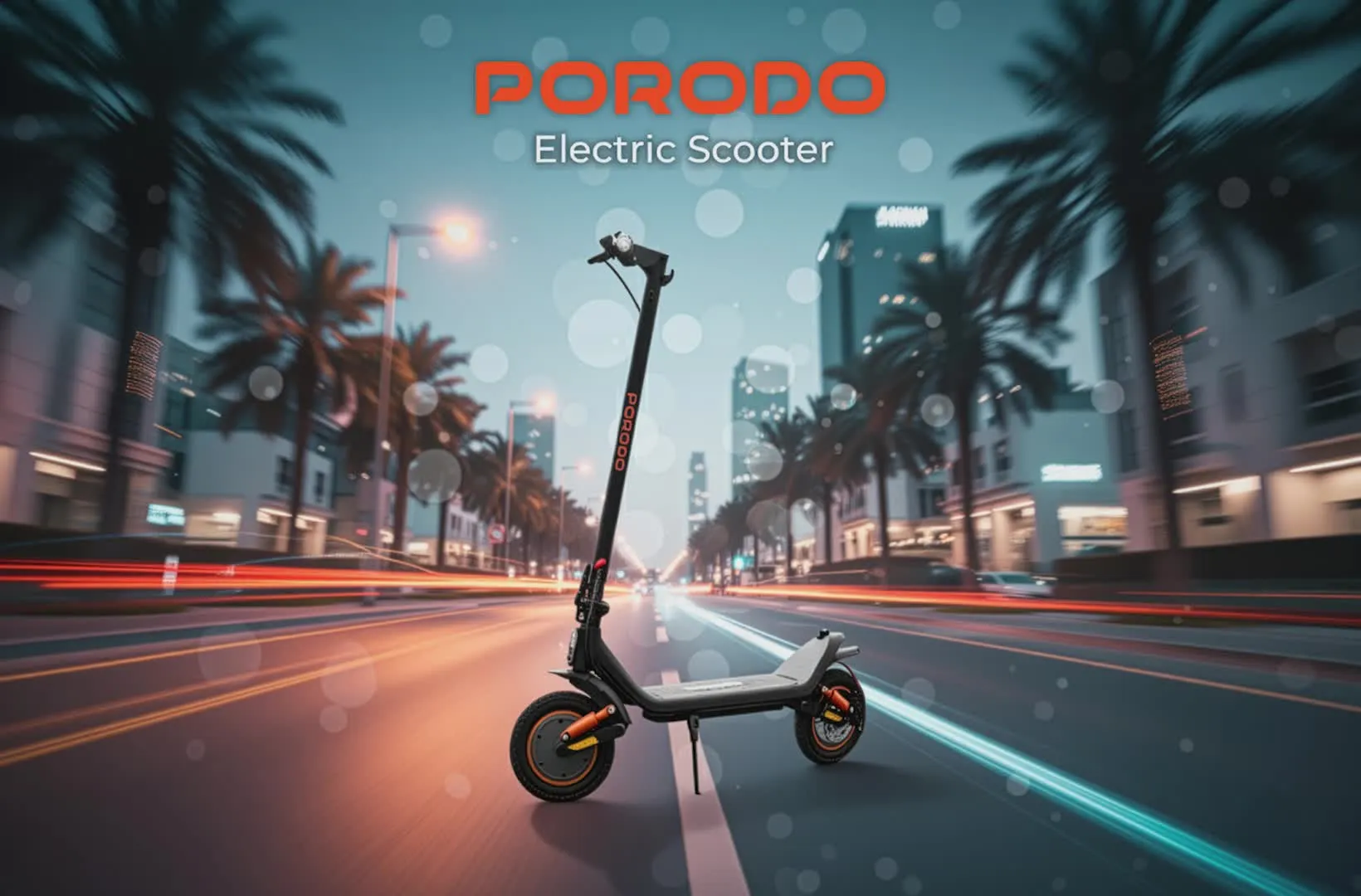 Porodo Lifestyle Drif Foldable Electric Scooter with Impact-Resistant Wheels, LED Display, 500W Max Motor Power, 30km/h Max Speed, 28km Max Distance, IPX5 Water Resistance Level, 120kg Max Load - Black