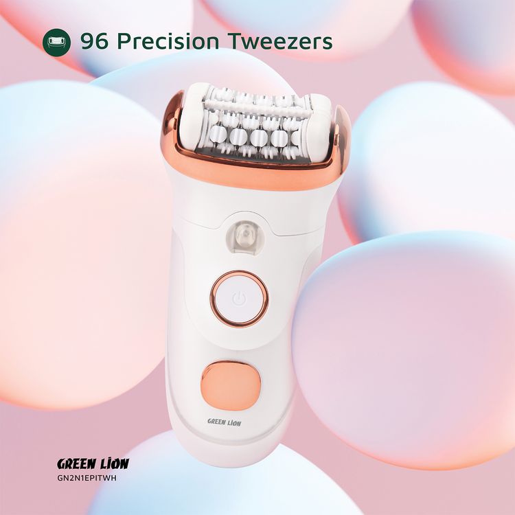 Green Lion 2-in-1 Epilator with Shave & Trim & Epilate Function, Cleaning Reminder, Stainless Steel Blades, 8500RPM Motor, Ergonomic Design, 400mAh Battery Capacity. Digital Display - White