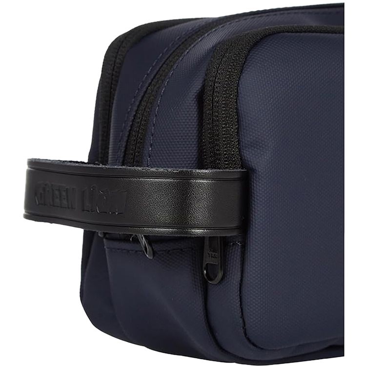 Green Lion Elegant Pouch with 600D Polyester & Leather Trim Material, Multifunctional Storage, Head Hang for Easy Carrying, Waterproof - Blue
