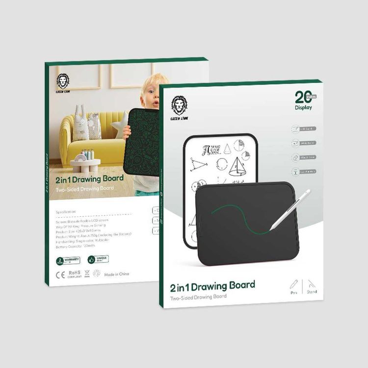 Green Lion 2 in 1 LCD Drawing Board 20  - Black